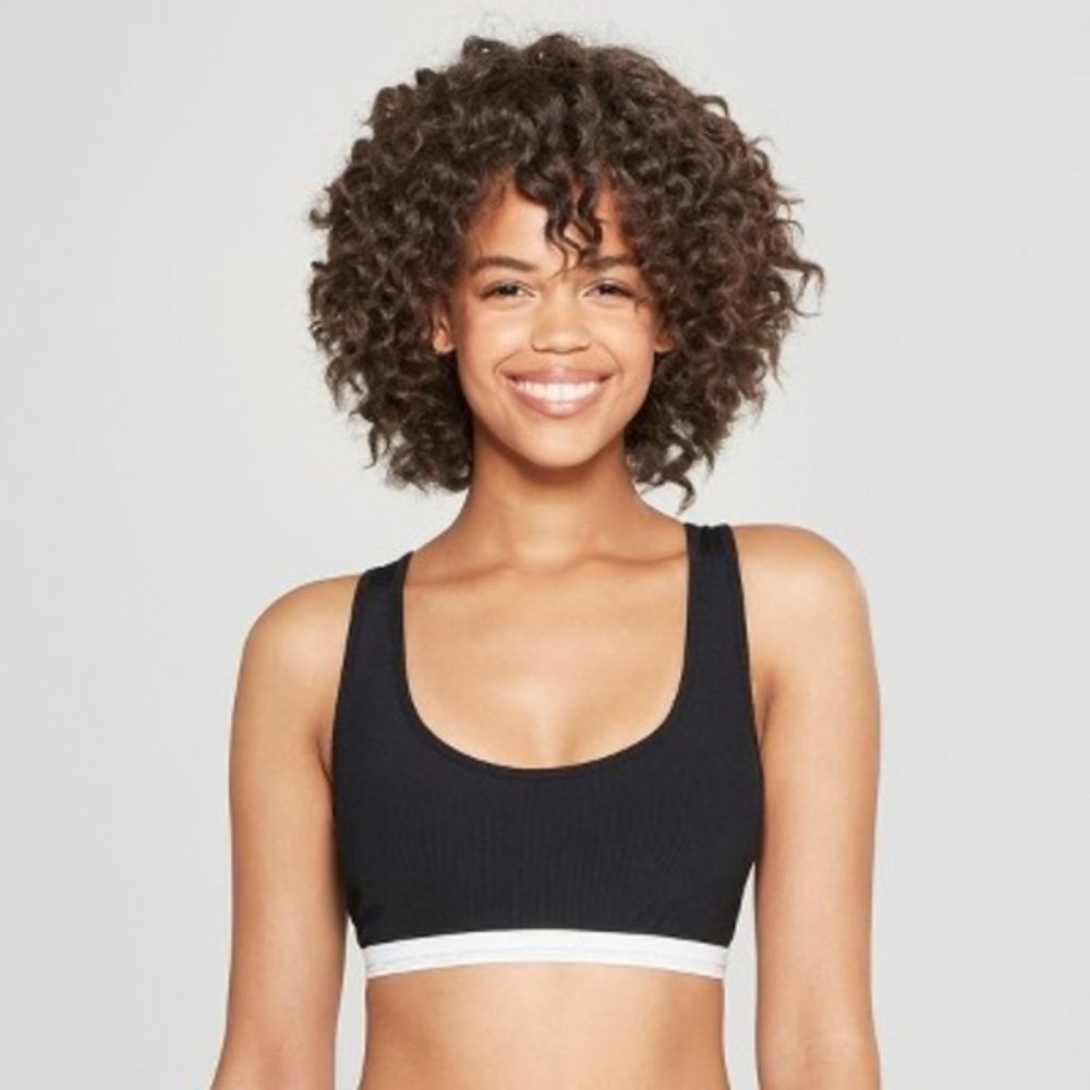 Target | Black Sporty Rib Lace Racer Bralette - XS